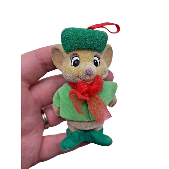 Vtg Bianca The Rescuers Mouse Christmas Ornament Movie Flocked Disney 4" #2 - Picture 1 of 7